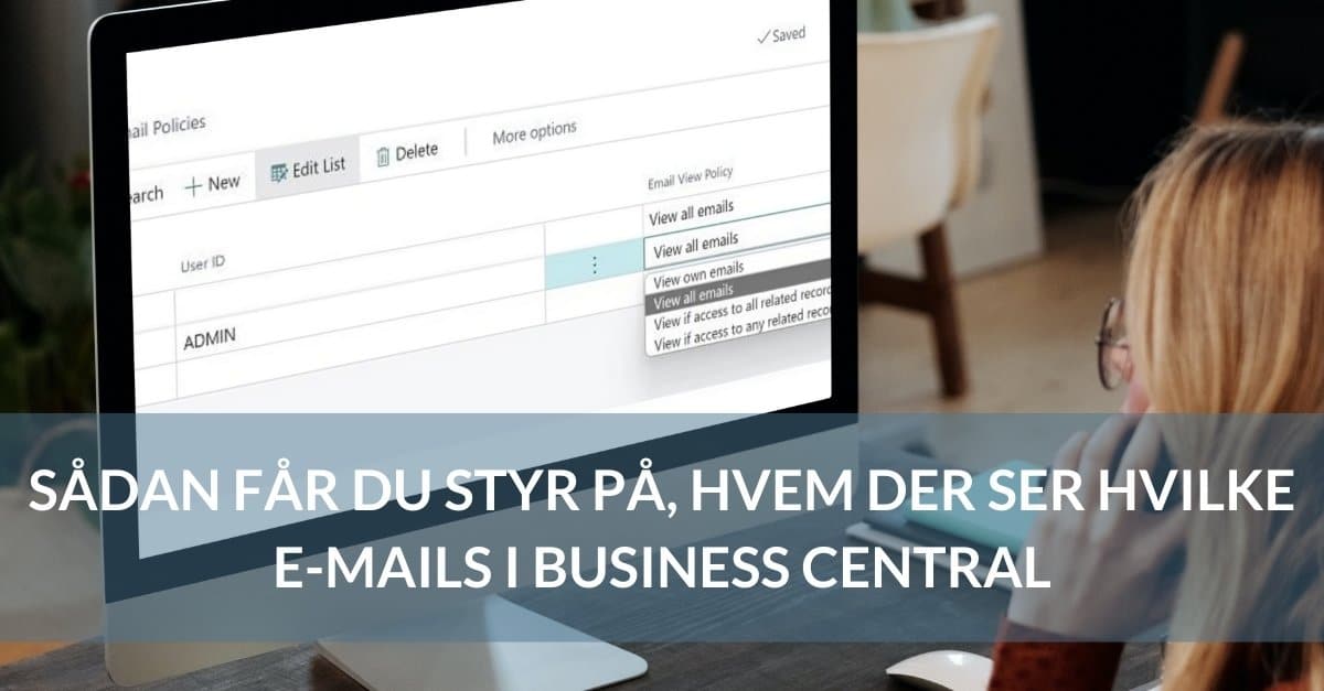 e-mail policy in Business Central