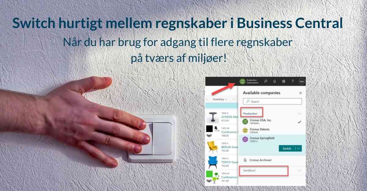 switch between companies in Business Central